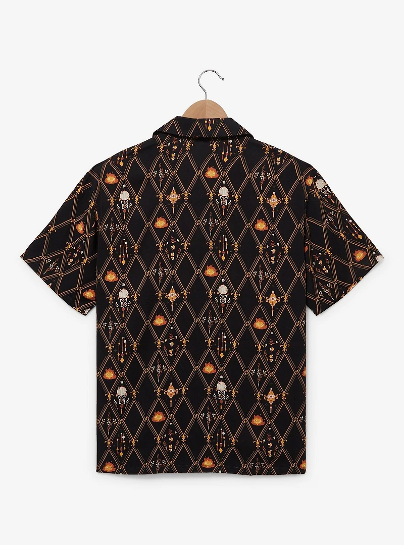 Studio Ghibli Howl's Moving Castle Calcifer Diamond Allover Print Woven Button-Up - BoxLunch Exclusive