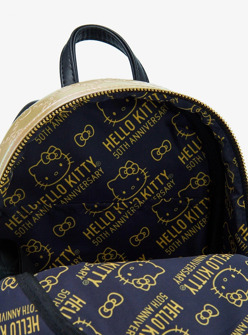 Loungefly Sanrio Hello Kitty Gold Bows Metallic Mini Backpack