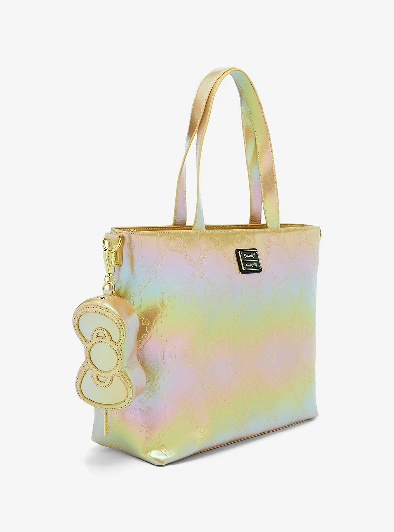 Loungefly Sanrio Hello Kitty Gold Bows Metallic Tote Bag