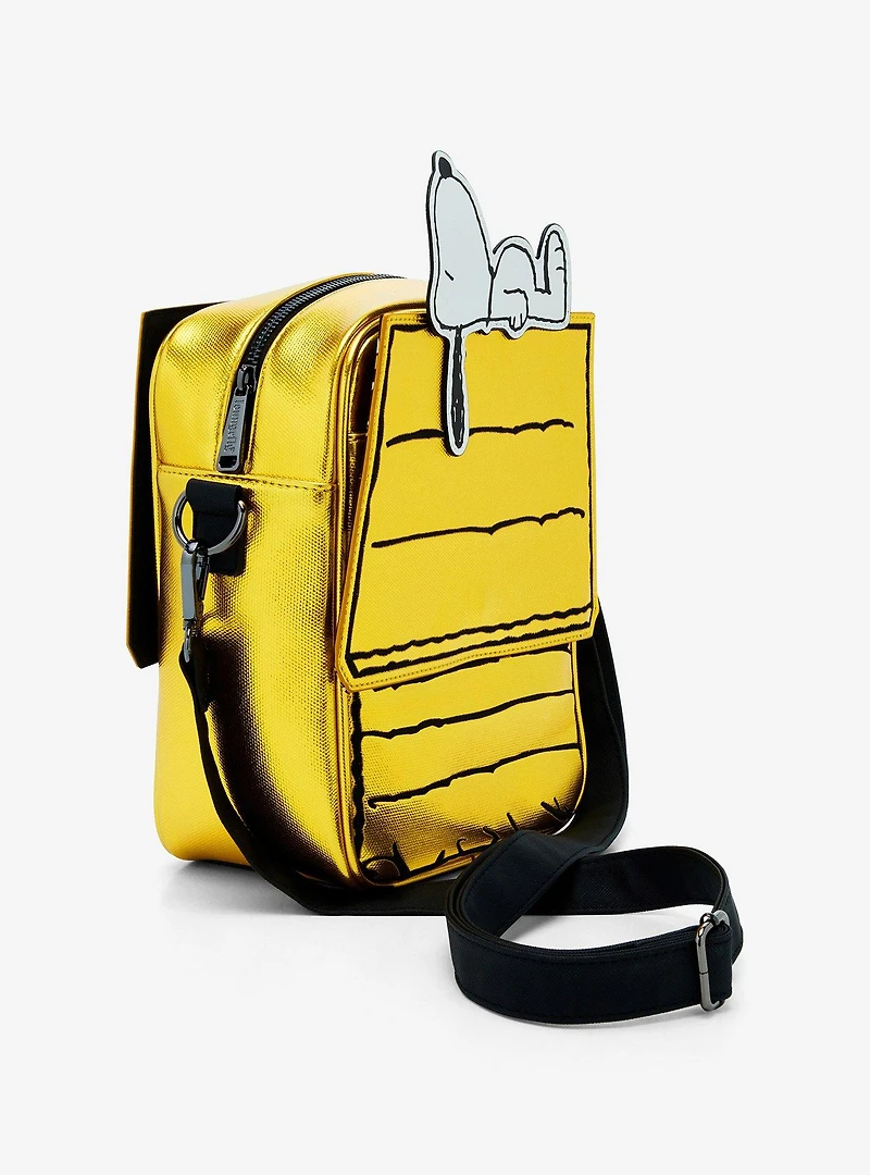 Loungefly Peanuts 75th Anniversary Snoopy on Doghouse Metallic Crossbody Bag