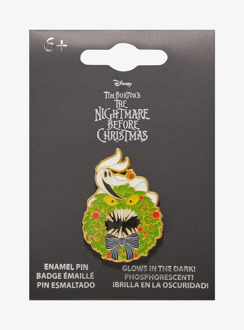 Loungefly Disney The Nightmare Before Christmas Zero Wreath Glow-in-the-Dark Enamel Pin — BoxLunch Exclusive