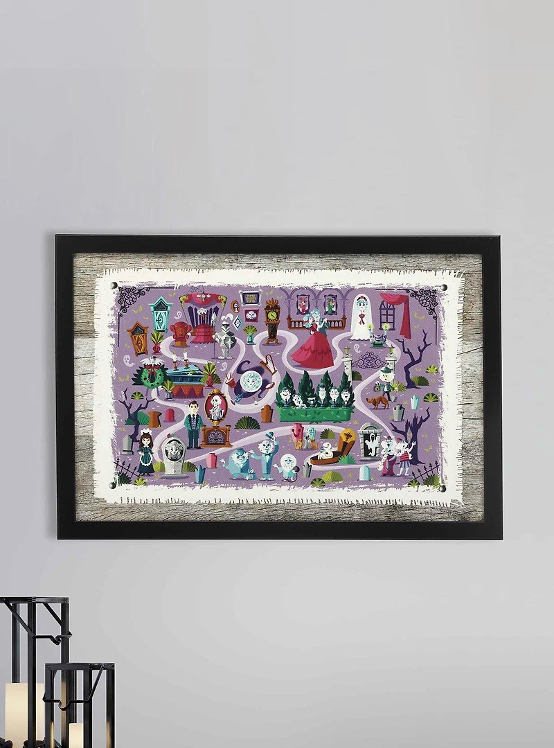 Disney Haunted Mansion Map Framed Wood Wall Decor