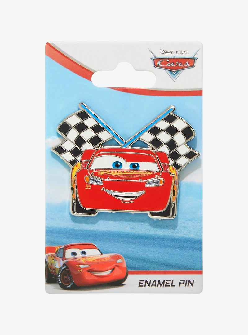 Disney Pixar Cars Lightning McQueen Checkered Flag Enamel Pin