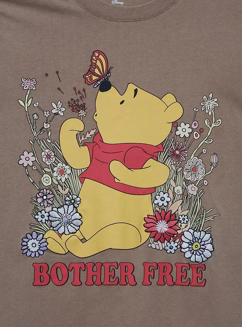 Disney Winnie the Pooh Floral Booh Bear Women's Slightly Cropped Skimmer T-Shirt - BoxLunch Exclusive