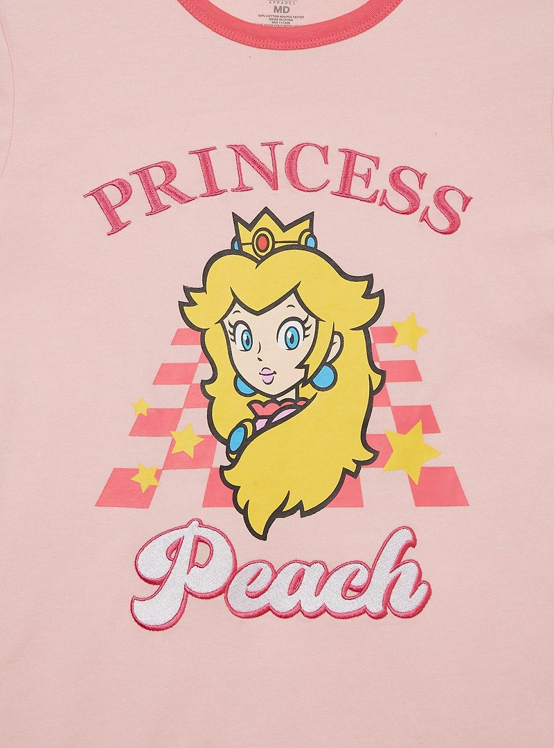 Nintendo Super Mario Bros. Princess Peach Women's Ringer T-Shirt - BoxLunch Exclusive