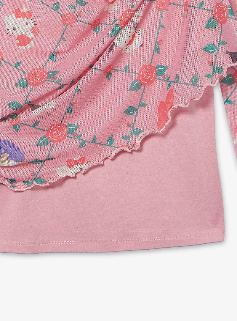 Sanrio Kuromi Mesh Layered Long Sleeve Women's Plus T Shirt — BoxLunch Exclusive