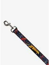 Marvel Spider-Man Title Logo and Action Skyline Poses Dog Leash