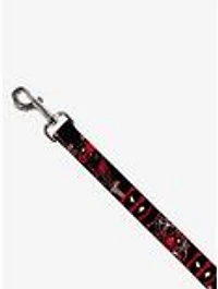 Marvel Deadpool Action Poses Splatter Logo Dog Leash