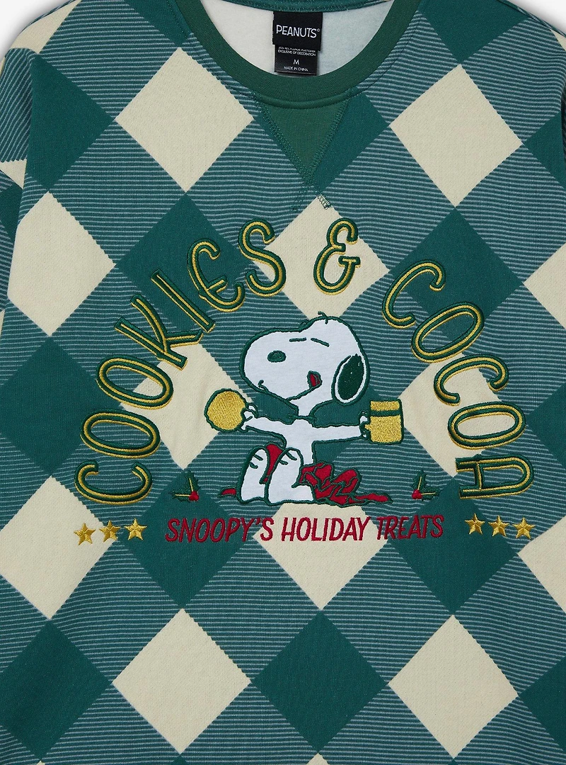 Peanuts Snoopy Cookies & Cocoa Plaid Crewneck - BoxLunch Exclusive