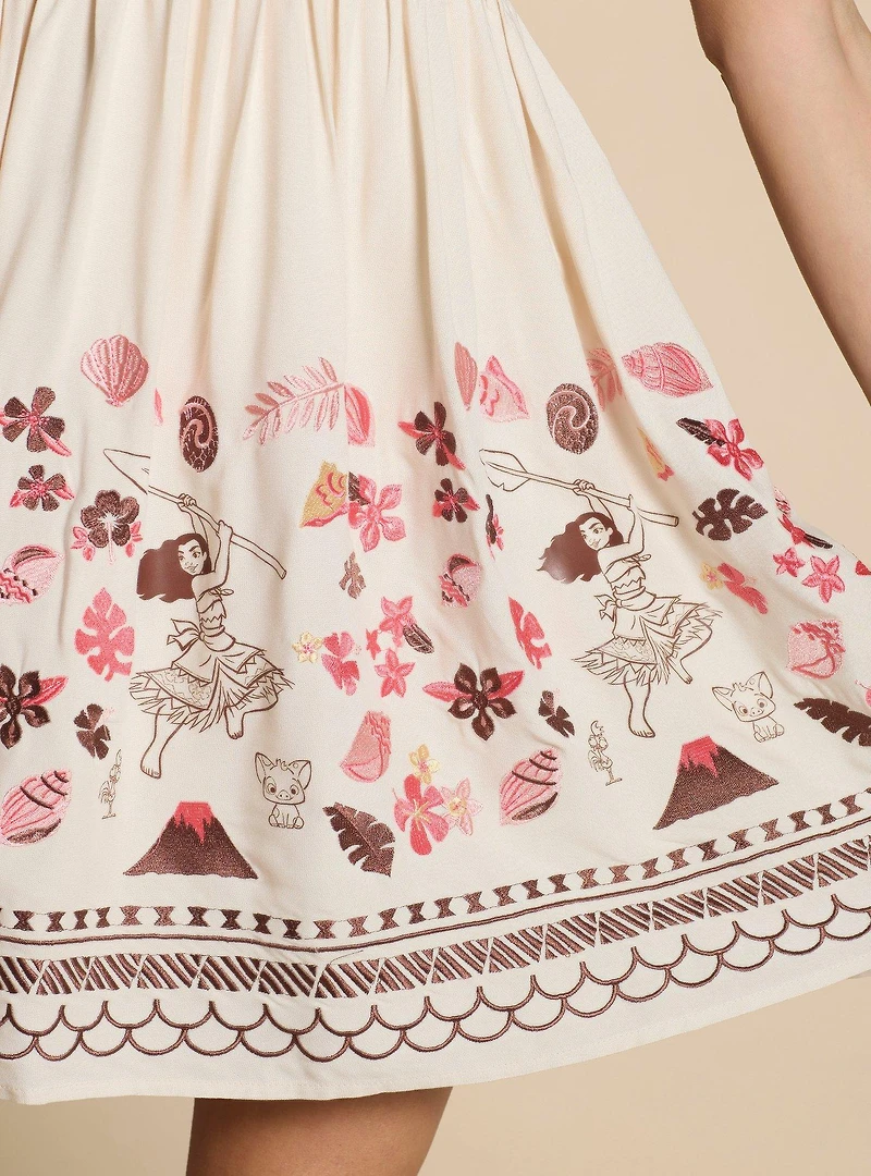Disney Moana Floral Icons Cinched Smock Dress - BoxLunch Exclusive