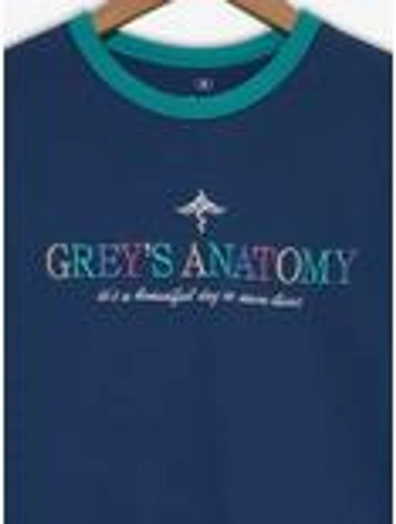 Grey's Anatomy Embroidered Title Women's Ringer Cropped T-Shirt - BoxLunch Exclusive