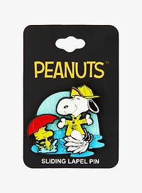 Peanuts Snoopy & Woodstock Raincoat Splash Moving Enamel Pin — BoxLunch Exclusive