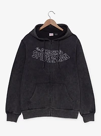 Marvel Spider-Man Title Mineral Wash Zippered Hoodie - BoxLunch Exclusive