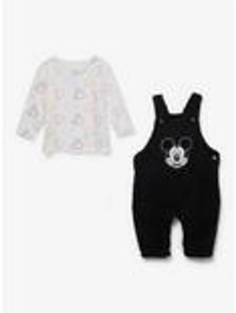 Disney Mickey Mouse Sherpa Infant Long Sleeve T-Shirt & Overall Set