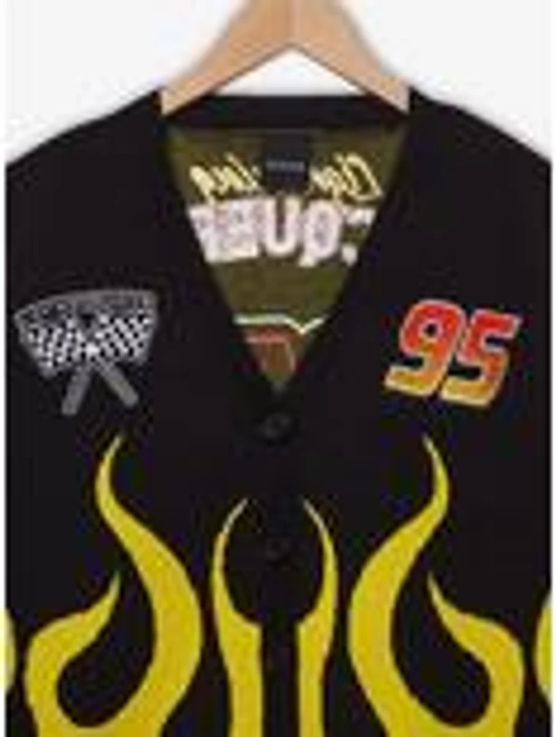 Disney Pixar Cars Lightning McQueen Flaming Checkered Women's Plus Cardigan — BoxLunch Exclusive