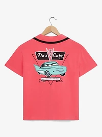Disney Pixar Cars Flo's Cafe Women's Cropped Woven Button-Up — BoxLunch Exclusive