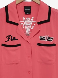 Disney Pixar Cars Flo's Cafe Women's Cropped Woven Button-Up — BoxLunch Exclusive