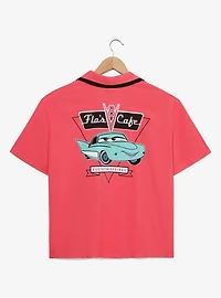 Disney Pixar Cars Flo's Cafe Women's Plus Cropped Woven Button-Up — BoxLunch Exclusive
