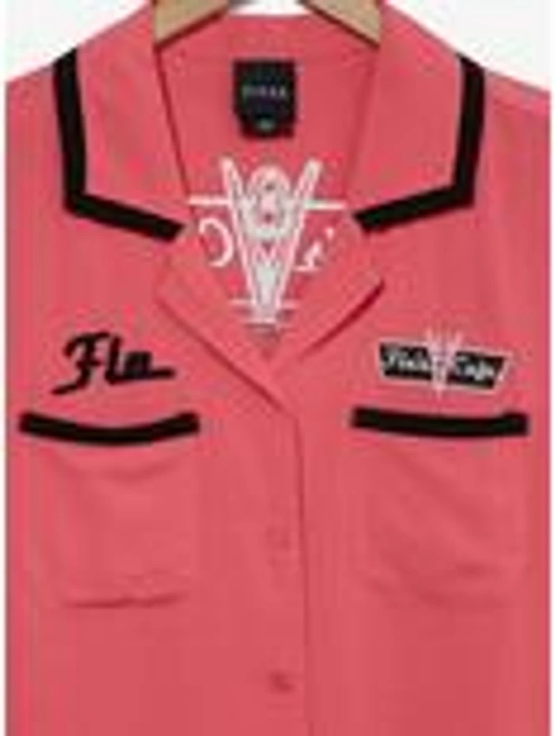 Disney Pixar Cars Flo's Cafe Women's Plus Cropped Woven Button-Up — BoxLunch Exclusive