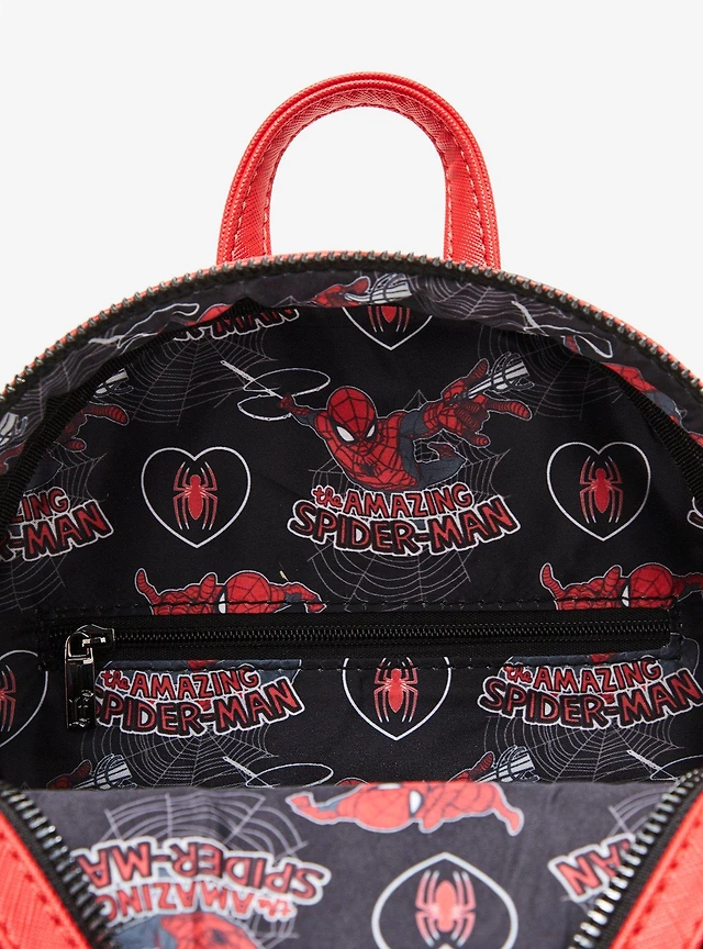 Loungefly Marvel Pink and Red Heart Mini Backpack Loungefly Marvel Spider-Man Heart Mini Backpack | Hot Topic main image 4