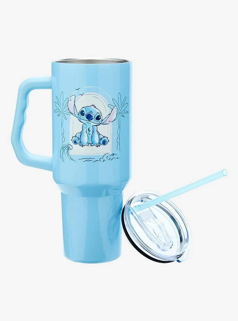 Disney Lilo & Stitch Portrait Stitch Blue Steel Tumbler with Handle