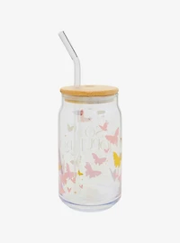 Wicked Glinda Glass Cup with Bamboo Lid and Straw
