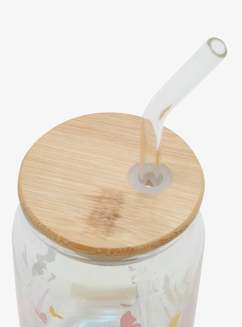 Wicked Glinda Glass Cup with Bamboo Lid and Straw
