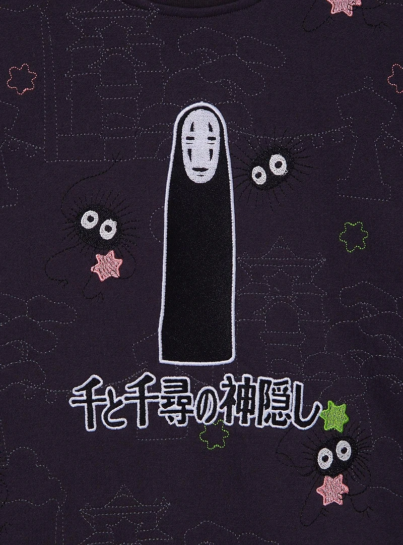 Her Universe Studio Ghibli® Spirited Away No-Face Embroidered Allover Print Crewneck — BoxLunch Exclusive