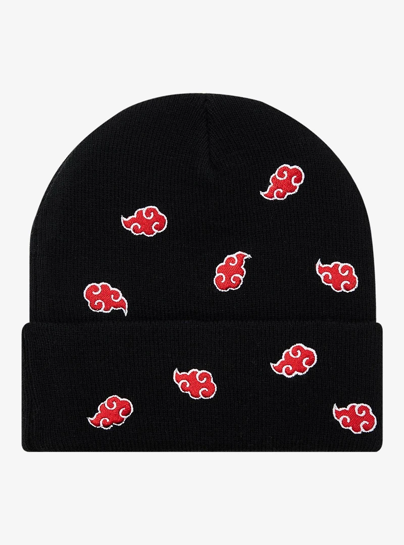 Naruto Shippuden Akatsuki Cloud Allover Embroidered Beanie - BoxLunch Exclusive