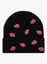 Naruto Shippuden Akatsuki Cloud Allover Embroidered Beanie - BoxLunch Exclusive