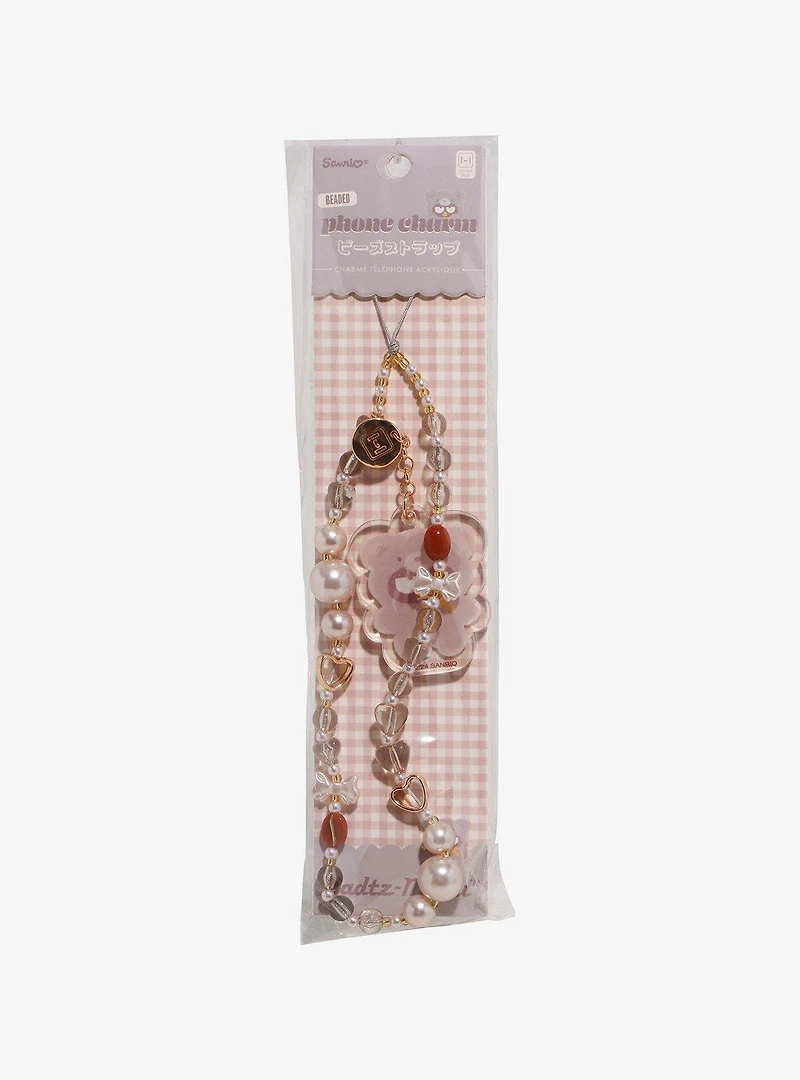 Sanrio Badtz-Maru Latte Bear Beaded Phone Charm
