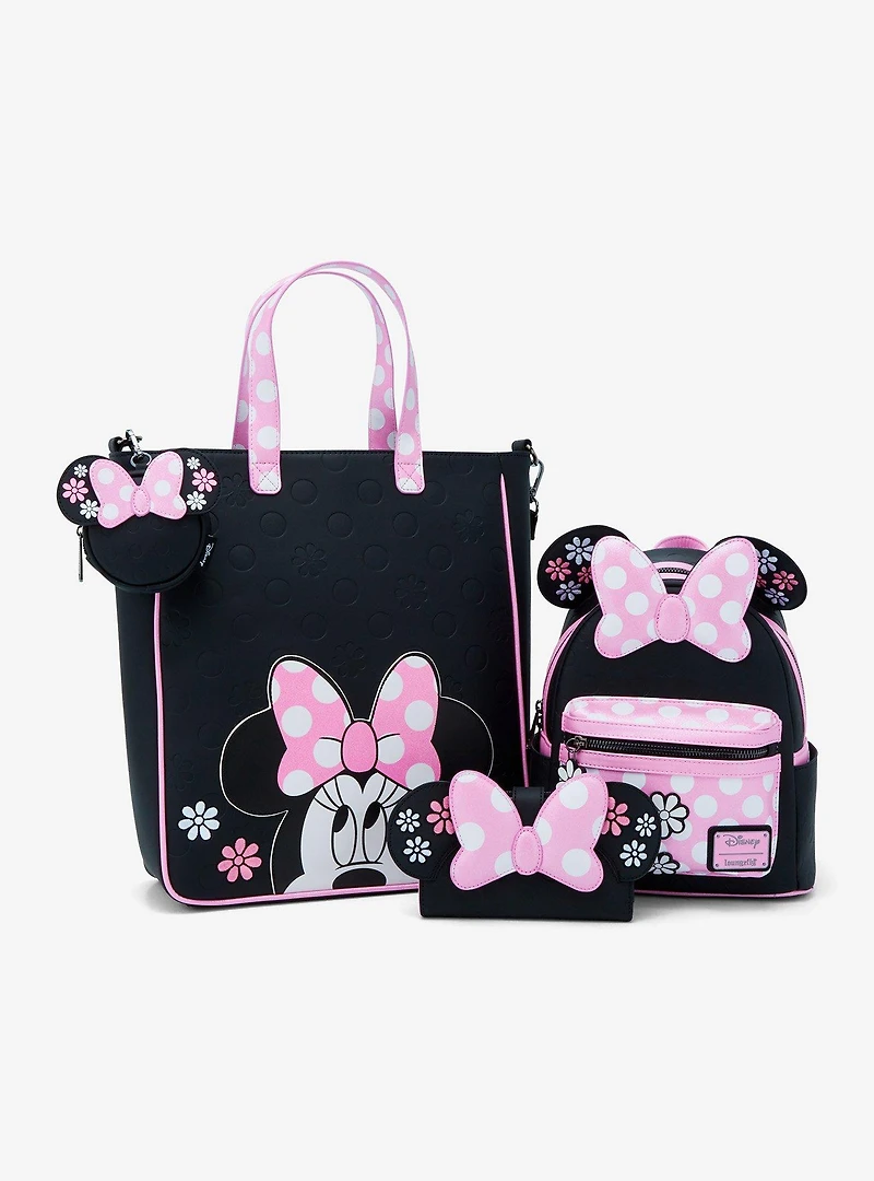 Loungefly Disney Minnie Mouse Floral Polka Dot Tote Bag with Coin Purse