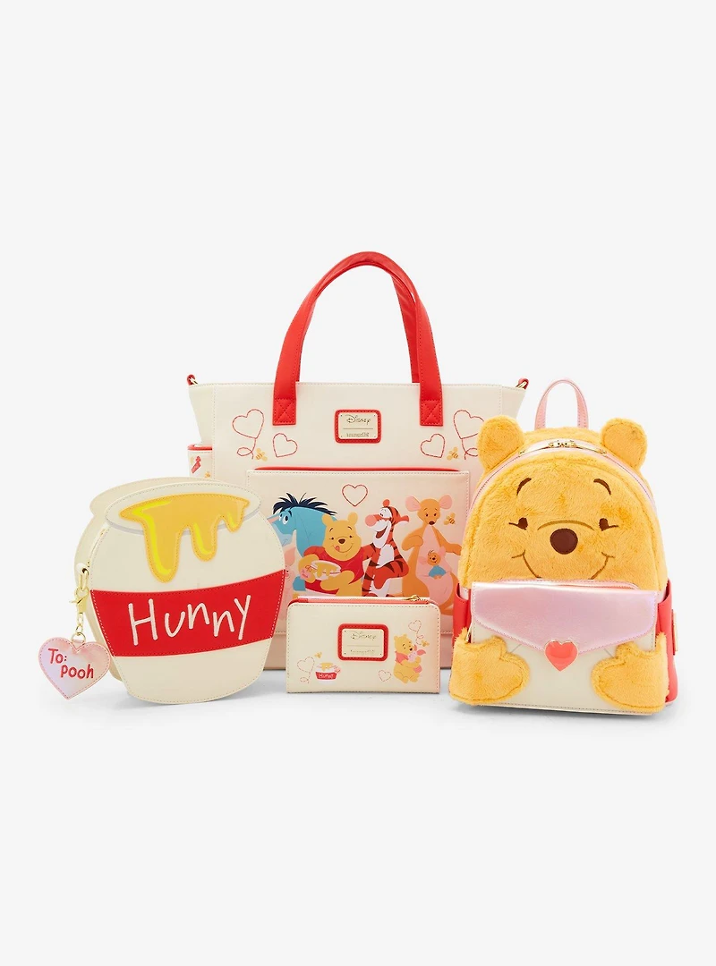 Loungefly Disney Winnie the Pooh Characters Hearts Convertible Tote Bag