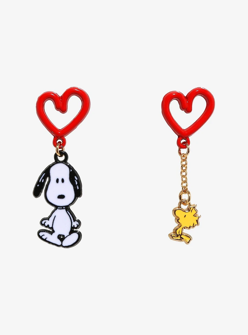 Peanuts Snoopy & Woodstock Heart Earrings — BoxLunch Exclusive
