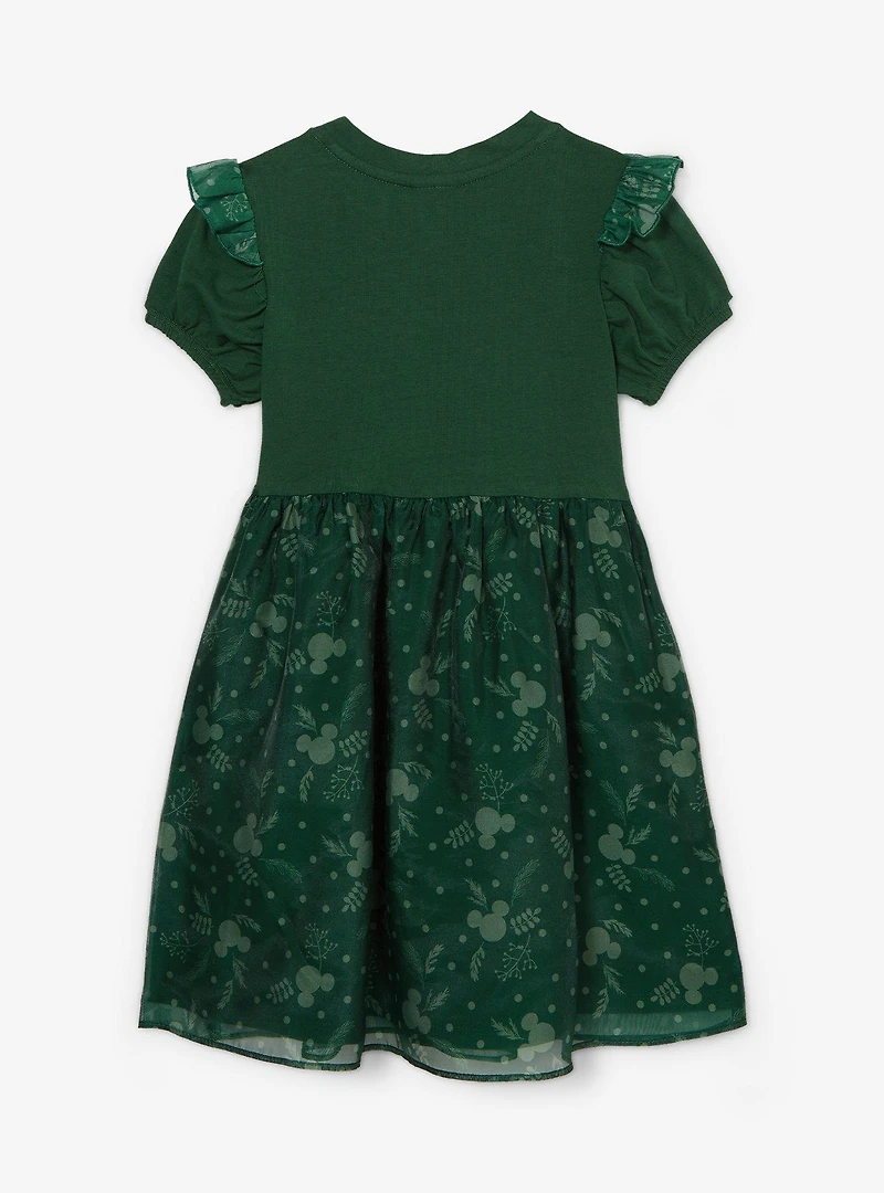 Disney Mickey Mouse Holiday Green Tulle Puff Sleeve Toddler Dress — BoxLunch Exclusive