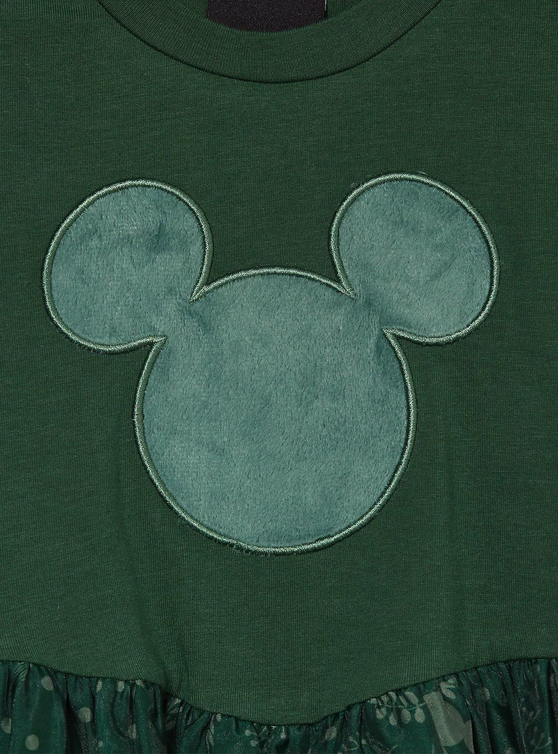 Disney Mickey Mouse Holiday Green Tulle Puff Sleeve Toddler Dress — BoxLunch Exclusive