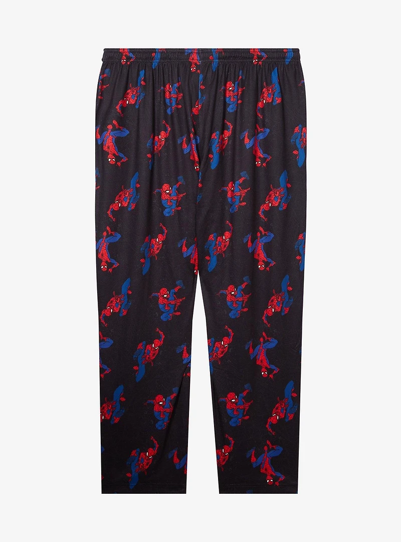 Marvel Spider-Man Swinging Poses Allover Print Women's Plus Sleep Pants - BoxLunch Exclusive