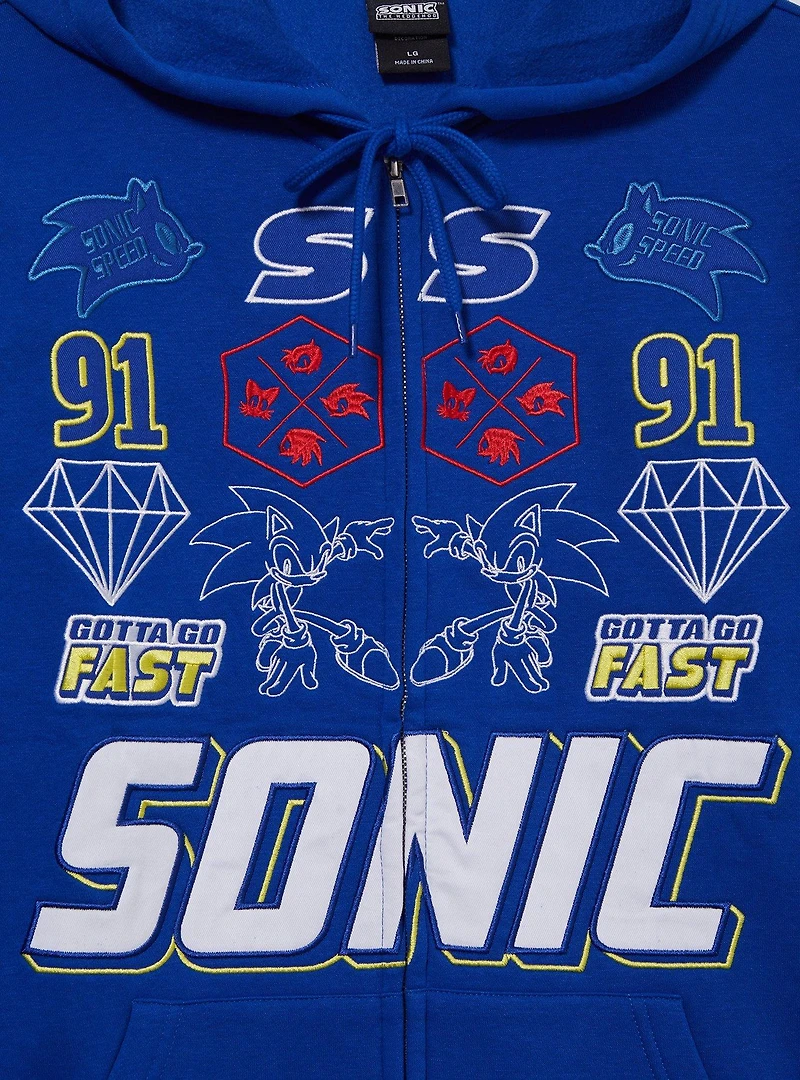 Sonic the Hedgehog Embroidered Icons Zippered Hoodie - BoxLunch Exclusive