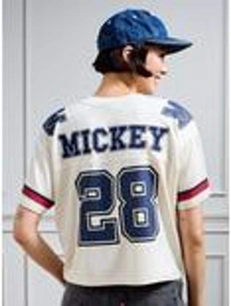Disney Mickey Mouse Women's Cropped Football Jersey — BoxLunch Exclusive