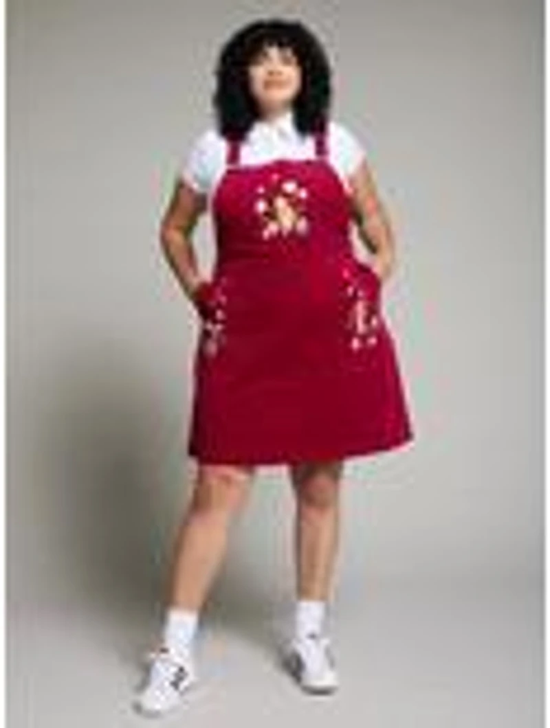 Disney Winnie the Pooh Floral Embroidered Plus Overall Dress — BoxLunch Exclusive