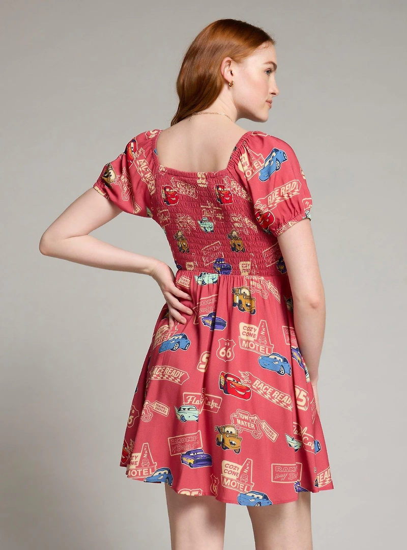Her Universe Disney Pixar Cars Allover Vintage Print Smock Dress — BoxLunch Exclusive