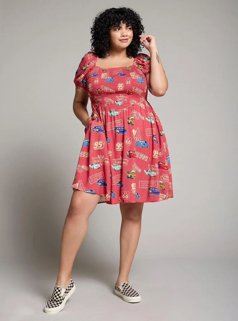 Her Universe Disney Pixar Cars Allover Vintage Print Plus Smock Dress — BoxLunch Exclusive