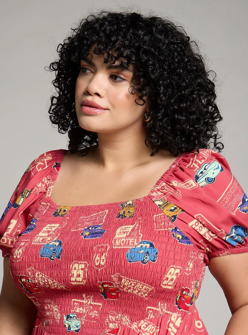 Her Universe Disney Pixar Cars Allover Vintage Print Plus Smock Dress — BoxLunch Exclusive