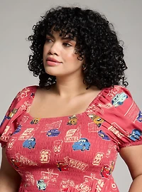 Her Universe Disney Pixar Cars Allover Vintage Print Plus Smock Dress — BoxLunch Exclusive
