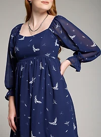 Harry Potter Hedwig Allover Print Smock Dress - BoxLunch Exclusive