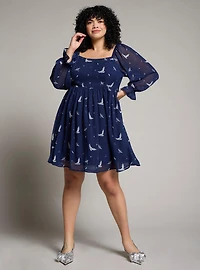 Harry Potter Hedwig Allover Print 3/4 Sleeve Plus Dress — BoxLunch Exclusive