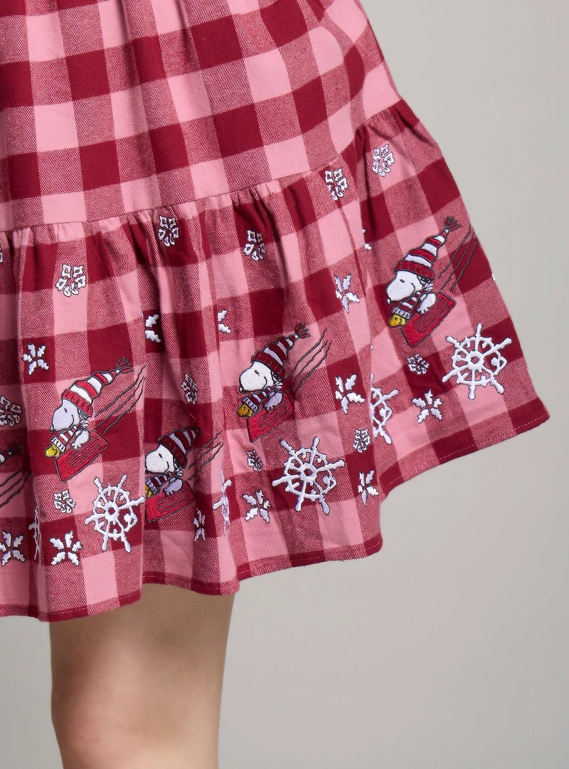 Peanuts Snoopy & Woodstock Snowflake Gingham Dress - BoxLunch Exclusive