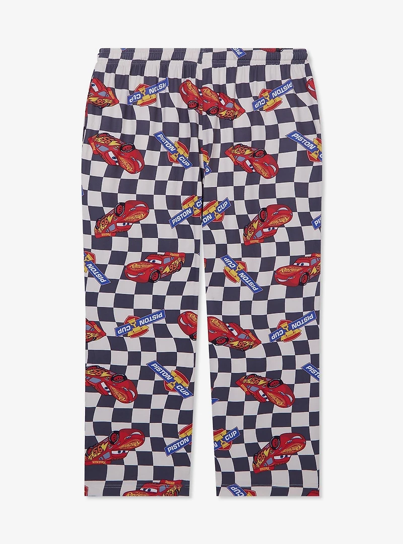 Disney Pixar Cars Lightning McQueen Checkered Allover Print Women's Plus Sleep Pants - BoxLunch Exclusive