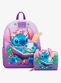 Loungefly Disney Lilo & Stitch Scrump & Stitch Reading Floral Small Zip Wallet - BoxLunch Exclusive