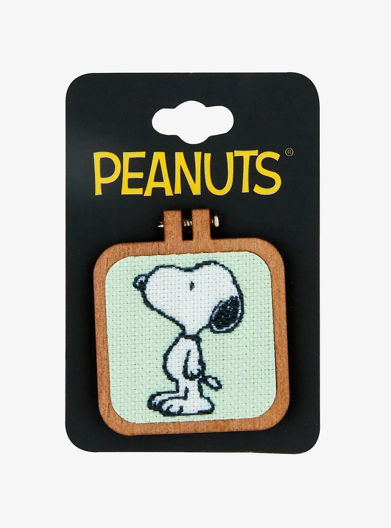 Peanuts Snoopy Cross-Stitch Wood Enamel Pin — BoxLunch Exclusive